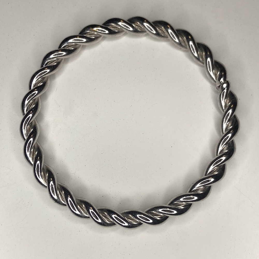 Vintage silver Monet signed heavy rope bangle bracelet